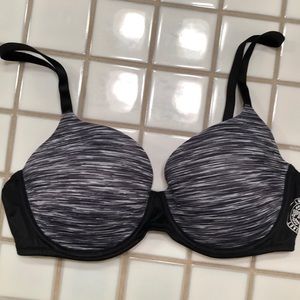 Black and white striped Love Pink bra